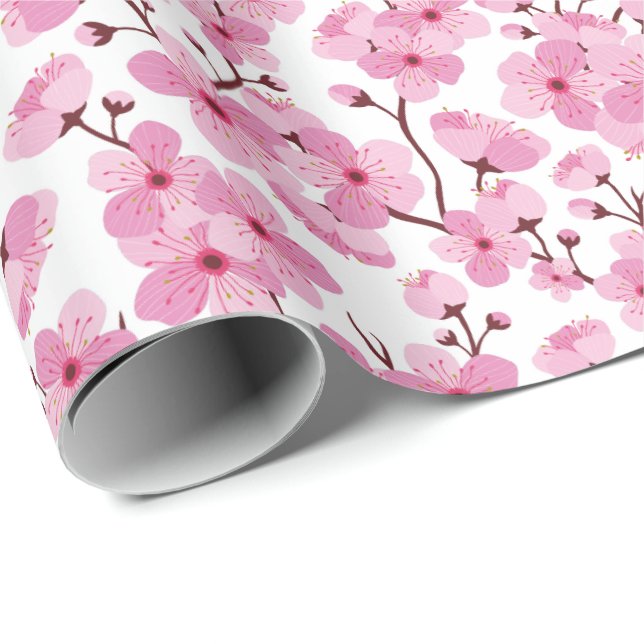 Pink Sakura Geschenkpapier (Rolleneckpunkt)