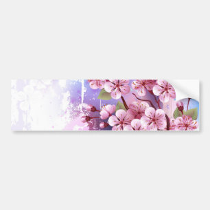 Pink Sakura on Painting Background Autoaufkleber