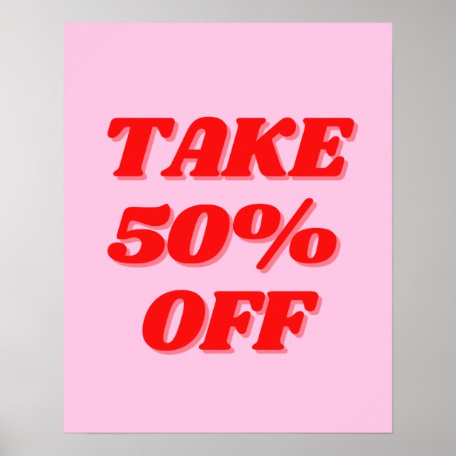 Pink Sale-Zeichen, 50% Rabatt auf Verkauf Poster (Vorne)