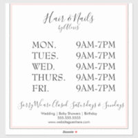 Pink Salon Business Sign Sticker
