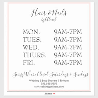 Pink Salon Business Sign Sticker