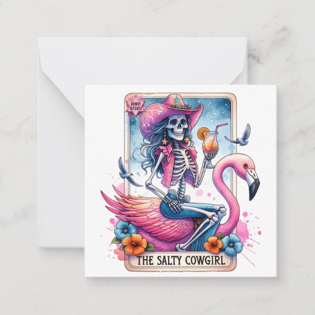 Pink Salty Cowgirl Note Card Mitteilungskarte (Vorderseite)