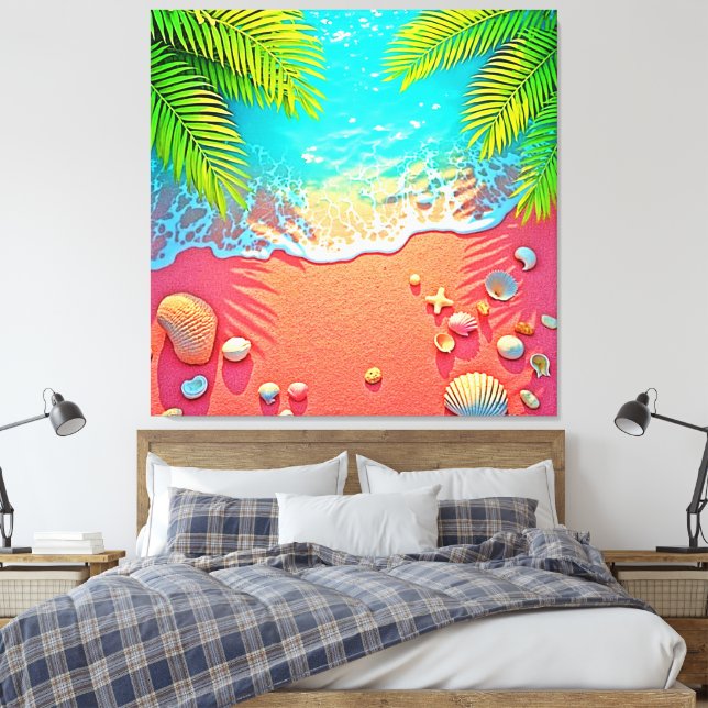 Pink Sand Beach Paradise Design Leinwanddruck (Insitu (Schlafzimmer))