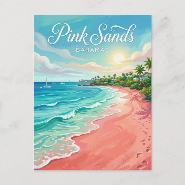 Pink Sands Beach Bahamas Postkarte (Vorderseite)