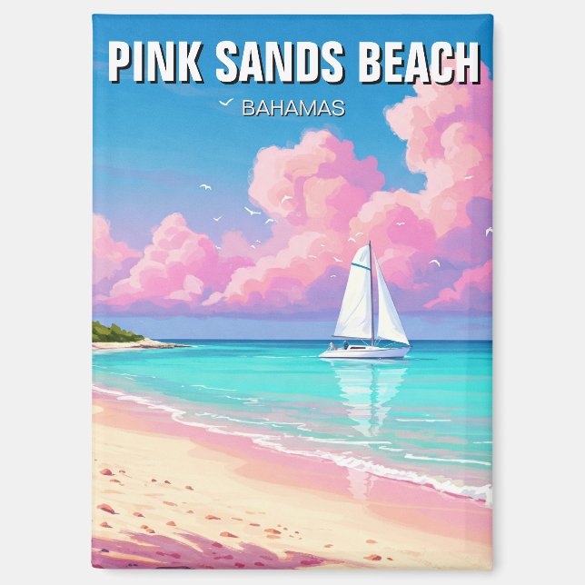 Pink Sands Beach Bahamas Travel Magnet (Vorderseite)