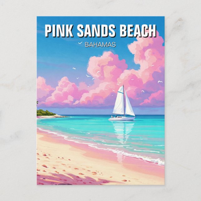 Pink Sands Beach Bahamas Travel Postkarte (Vorderseite)