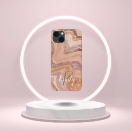 Pink Sandstone Agate Marble Abstrakt Name Monogram Case-Mate iPhone Hülle