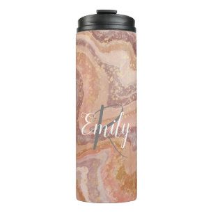 Pink Sandstone Agate Marble Abstrakt Name Monogram Thermosbecher