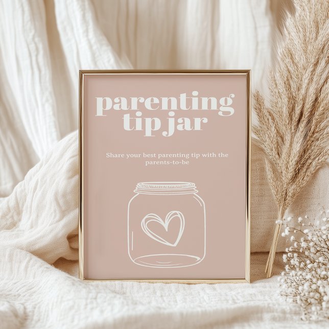 Pink Sandstone Typografy Baby Parenting Tip Jar Poster (Von Creator hochgeladen)