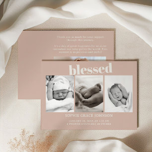 Pink Sandstone Typografy Baby Shower Ankündigung