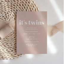 Pink Sandstone Typography Twins Baby Shower