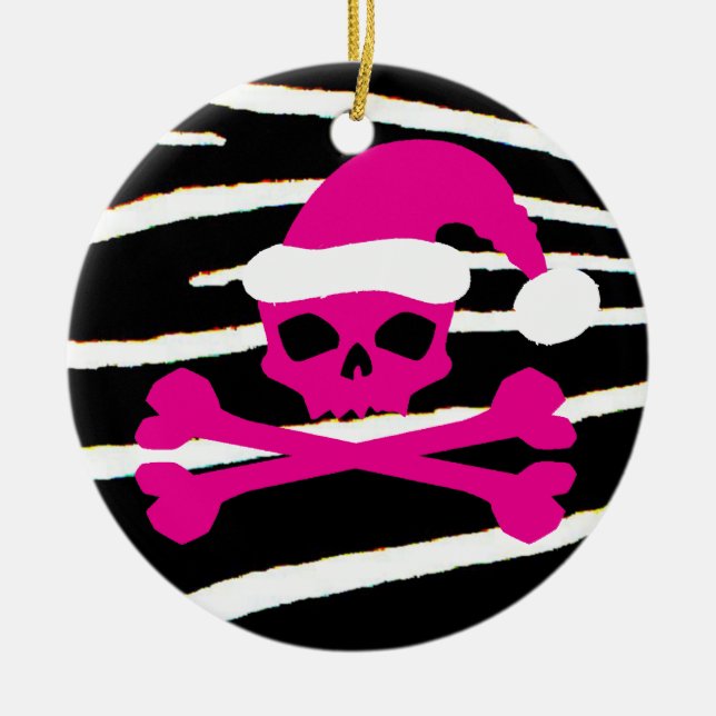 Pink-Sankt-Schädel Keramik Ornament (Vorne)