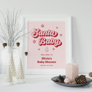 Pink Santa Baby Weihnachtsdusche Willkommen Poster