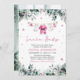 Pink Santa Baby Weihnachtskleidung Kinderdusche Einladung