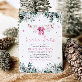 Pink Santa Baby Weihnachtskleidung Kinderdusche Einladung