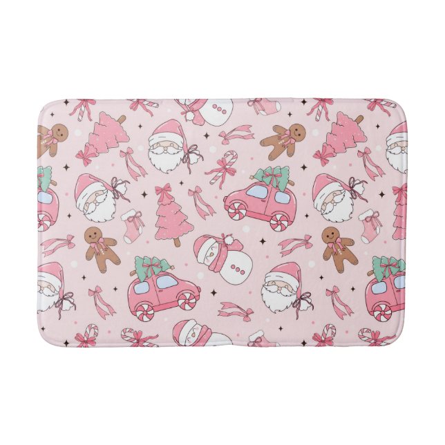 Pink Santa Christmas Bath Mat Badematte (Vorderseite)