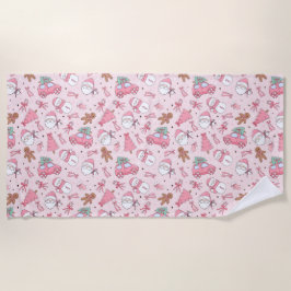 Pink santa christmas strandtuch