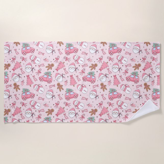 Pink santa christmas strandtuch (Vorderseite)