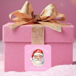 Pink Santa Claus Custom Girls Weihnachtsgeschenk Quadratischer Aufkleber