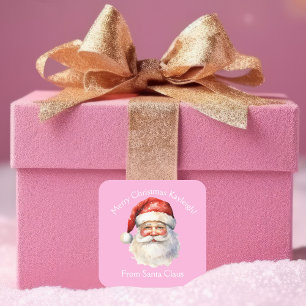 Pink Santa Claus Custom Girls Weihnachtsgeschenk Quadratischer Aufkleber
