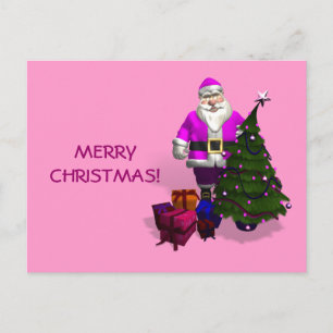 Pink Santa Claus Feiertagspostkarte