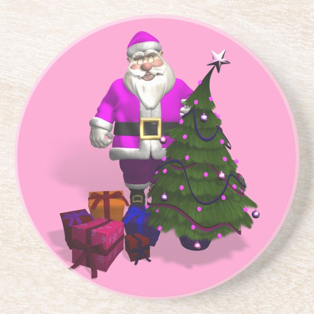 Pink Santa Claus Getränkeuntersetzer (Vorne)