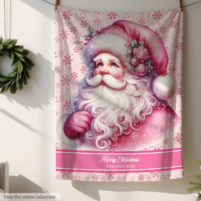 Pink Santa Claus Girls Blanket Custom Pinkmas Sherpadecke (Pink Santa Claus Girls Blanket Custom Pinkmas)