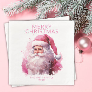 Pink Santa Claus Party Serviette