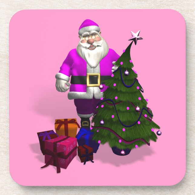 Pink Santa Claus Untersetzer (Vorderseite)
