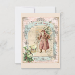Pink Santa Claus Weihnachten Viktorianischer Stil Dankeskarte