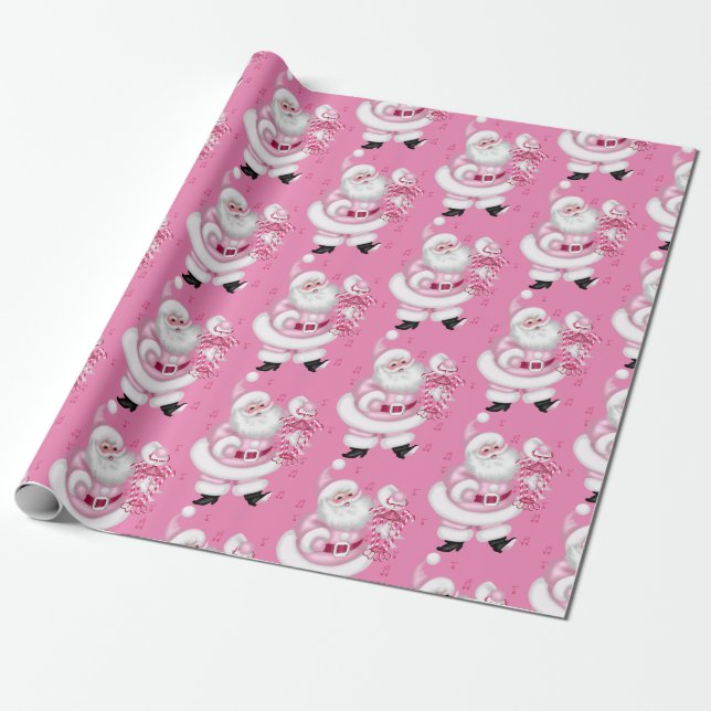 Pink Santa Claus Weihnachts Weihnachtswrapping Pap Geschenkpapier (Ungerollt)