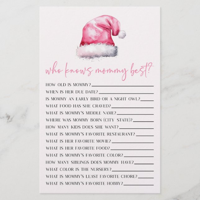 Pink Santa, der Mommy Baby Shower Game kennt Briefpapier