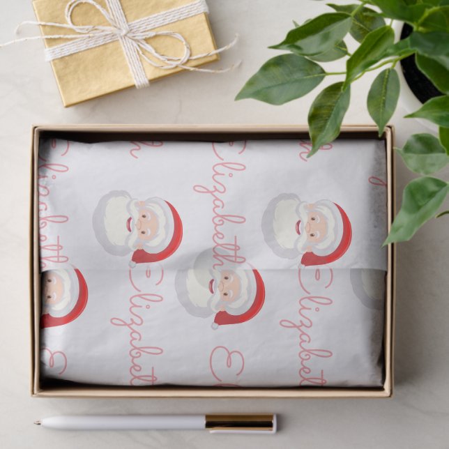 Pink Santa Face personalisieren Weihnachtsgeschenk Seidenpapier (Geschenk)