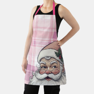 Pink Santa Kariert Weihnachten Schürze