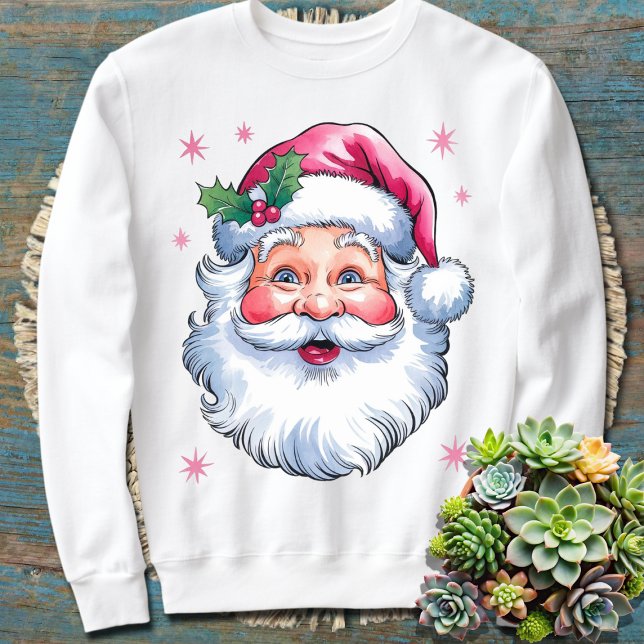Pink Santa Retro Weihnachten Weihnachten Weihnacht Sweatshirt (Von Creator hochgeladen)