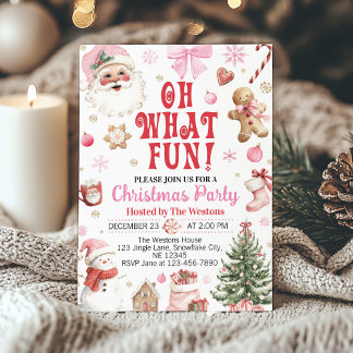 Pink Santa Winter Oh Was Für Eine Freude Weihnacht Einladung