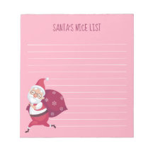 Pink Santa's Nice List Notepad