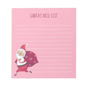Pink Santa's Nice List Notepad Notizblock