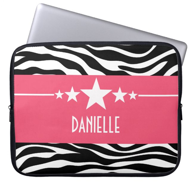 Pink Sassy Star Zebra Laptop Sleeve (Vorderseite)