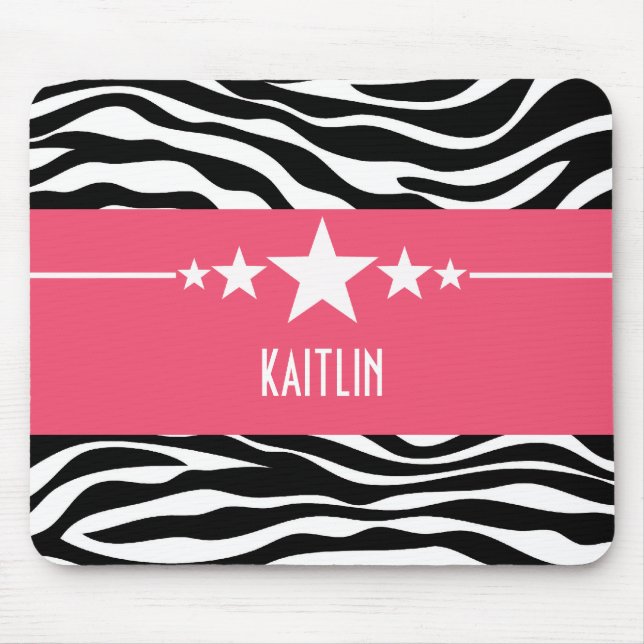 Pink Sassy Star Zebra Mousepad (Vorne)