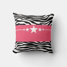 Pink Sassy Star Zebra Pillow Kissen