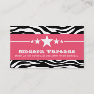 Pink Sassy Star Zebra Print Business Card Visitenkarte