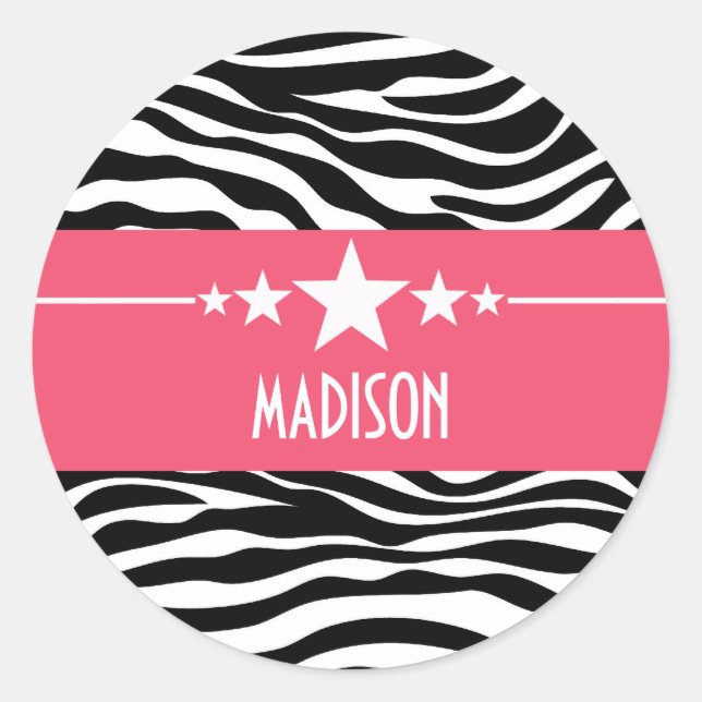 Pink Sassy Star Zebra Stickers (Vorderseite)