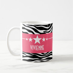 Pink Sassy Star Zebra Tasse