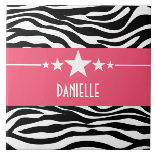 Pink Sassy Star Zebra Tile Fliese