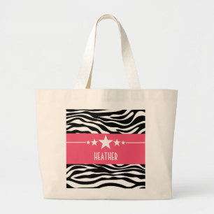 Pink Sassy Star Zebra Tote Bag Jumbo Stoffbeutel