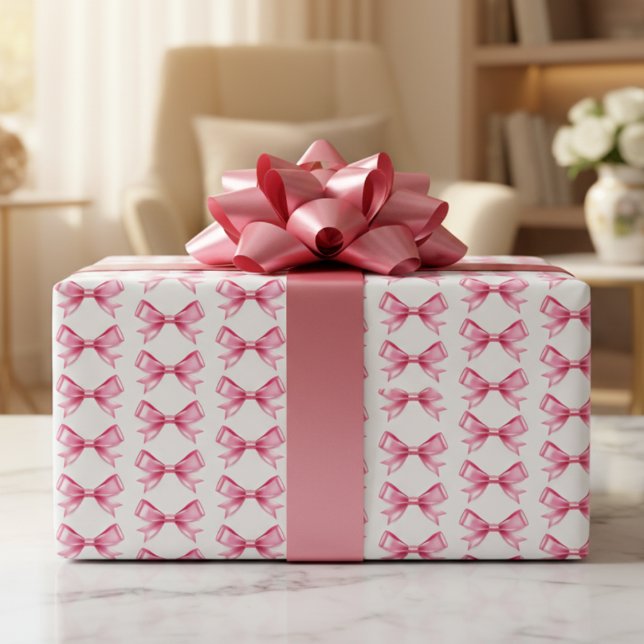 Pink Satin Bow Wrapping Paper Sheets Geschenkpapier Set (Pink Satin Bow Wrapping Paper Sheets)