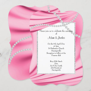 PINK SATIN, DIAMONDS & PEARLS ELEGANT WEDD 2 EINLADUNG