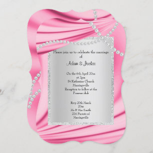 PINK SATIN, DIAMONDS & PEARLS ELEGANT WEDD EINLADUNG