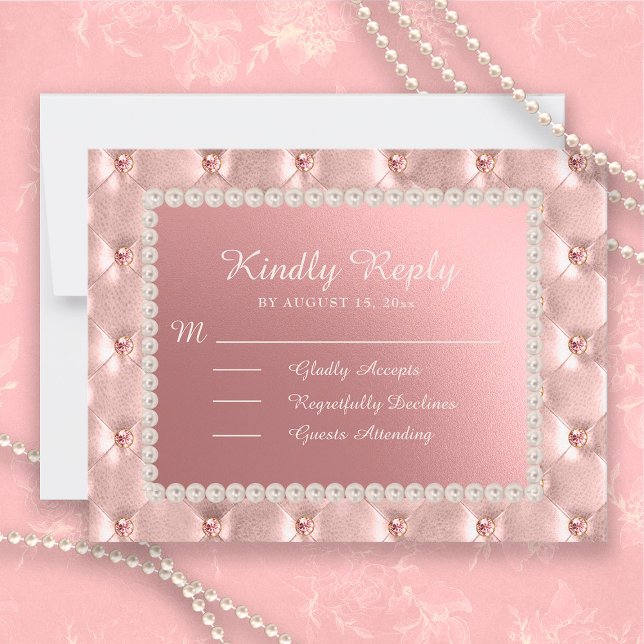 Pink Satin Pearls Quinceañera UAWG Postcard Postkarte (Von Creator hochgeladen)